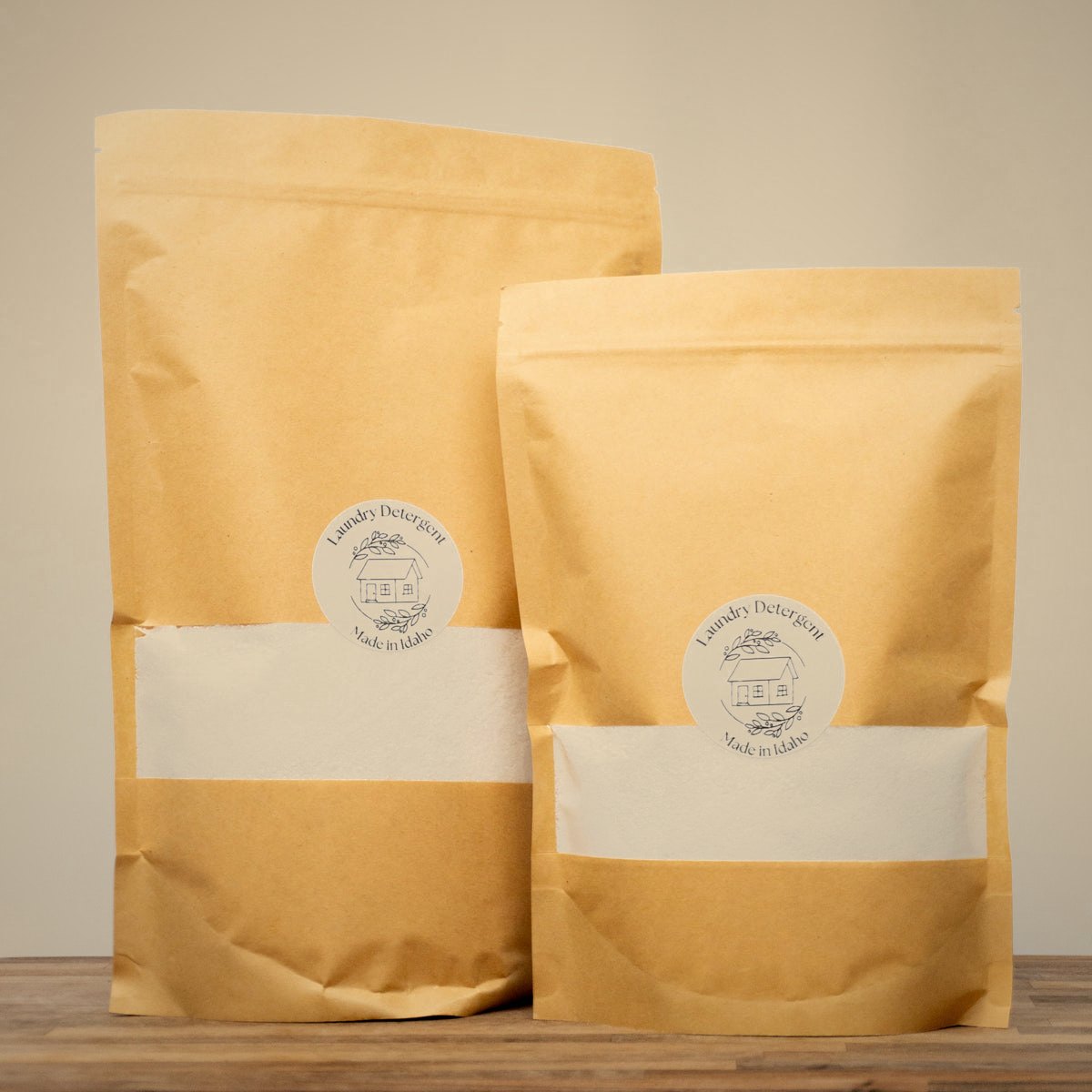 Domestic Dominion laundry detergent in kraft bags